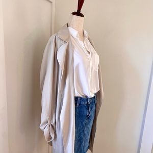 J Jill Wearever Drape-Front Trench Light Jacket Duster Oatmeal Size Medium M